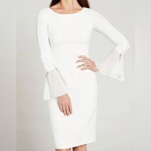 Calvin Klein Chiffon-Bell-Sleeve Sheath Dress Size 2p